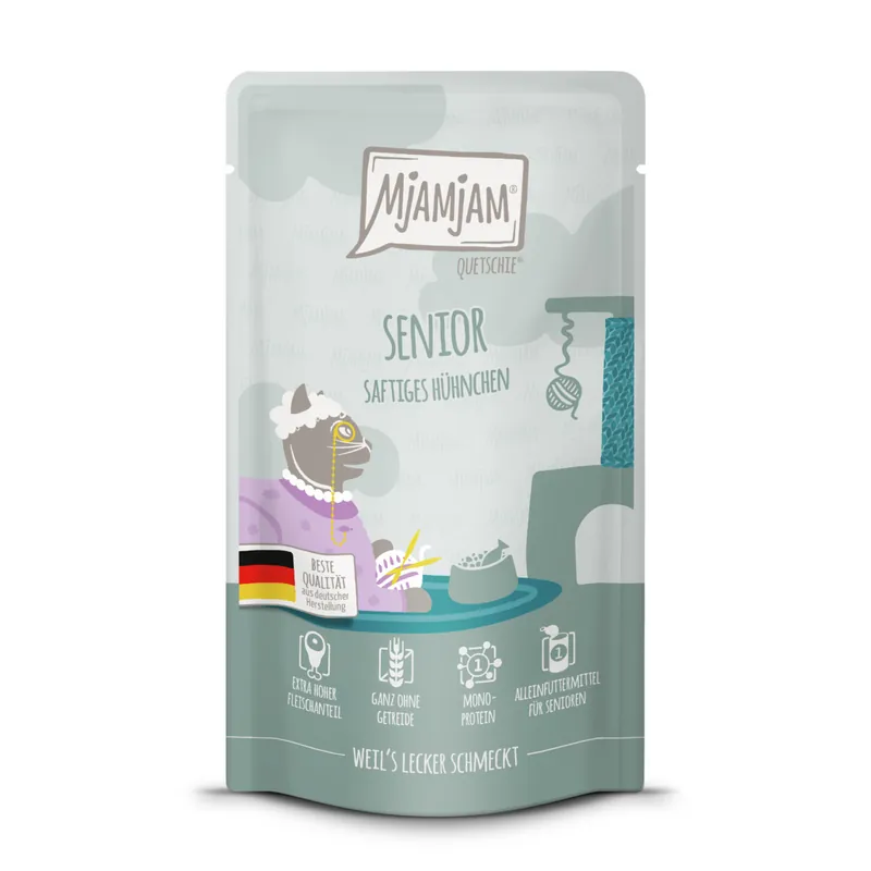 Sonderangebot MJAMJAM Katze Pouchbeutel Senior Hühnchen 125 g